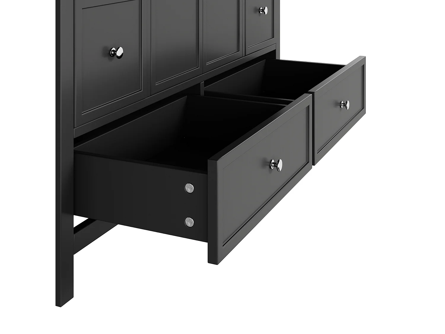 Bathroom vanity with ceramic sink - with 4 drawers and 2 doors - Lacquered finish - Black (Faucet not included)