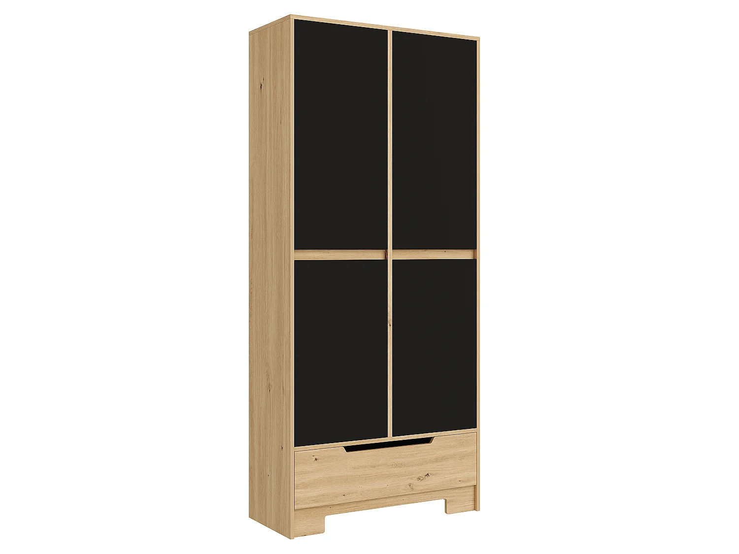 Küchenbuffet 80x35x180cm – mit 4 Türen und 1 Schublade – Aufbewahrungshalter für Tür und verstellbare Innenregale – Schwarz