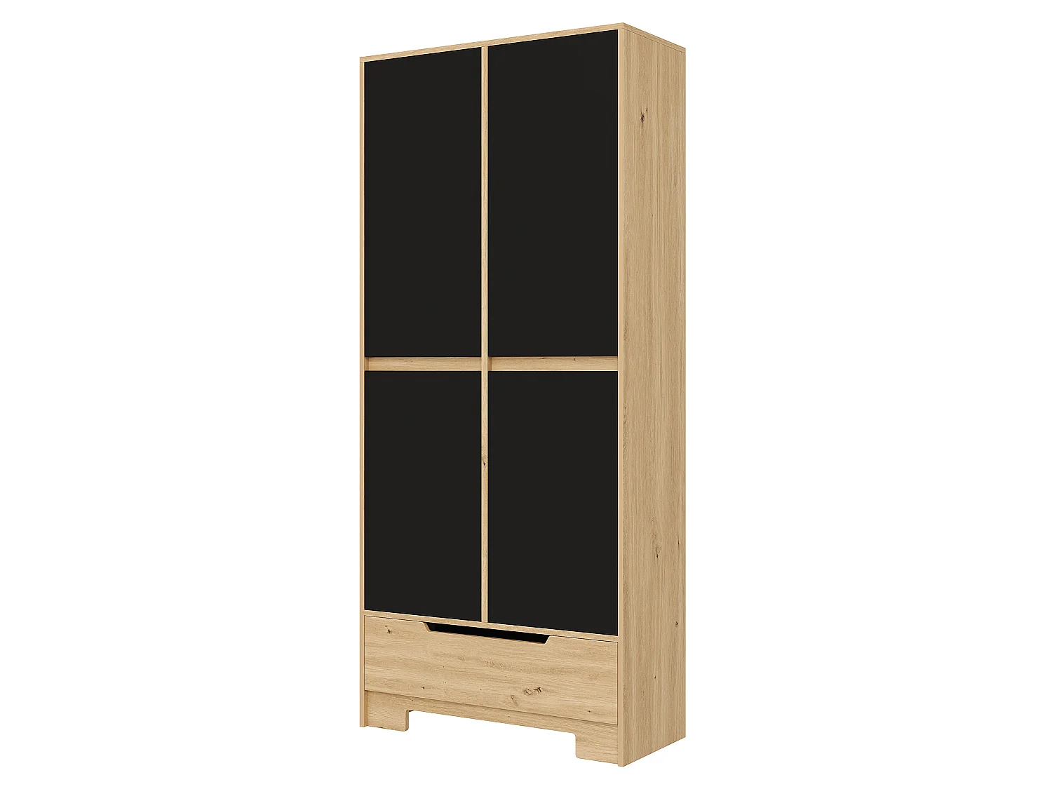 Küchenbuffet 80x35x180cm – mit 4 Türen und 1 Schublade – Aufbewahrungshalter für Tür und verstellbare Innenregale – Schwarz