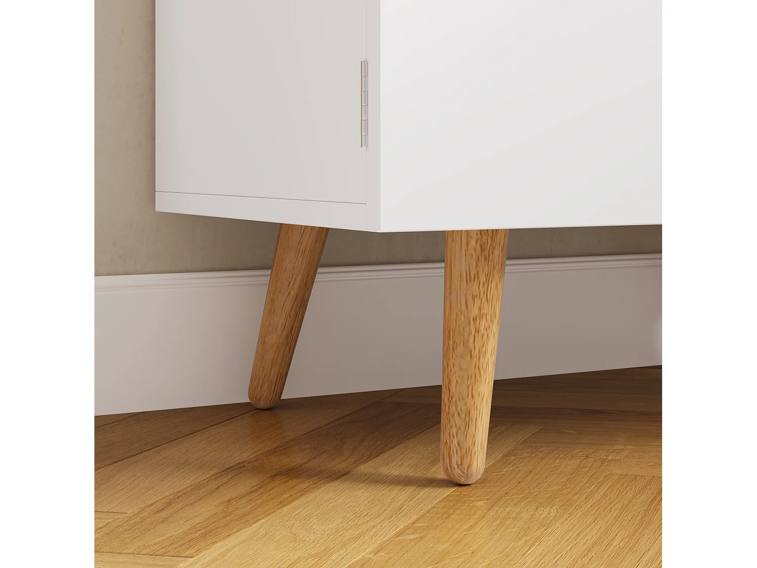 Küchenbuffet 60x35x120cm - mit 4 Türen - Aufbewahrungshalter für Tür und verstellbare Innenregale - Weiß