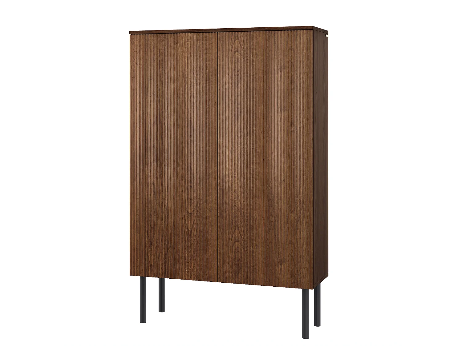 Display case 80x35x145 cm - LED lighting and mirror back - Glass shelves and grooved panels - Brown