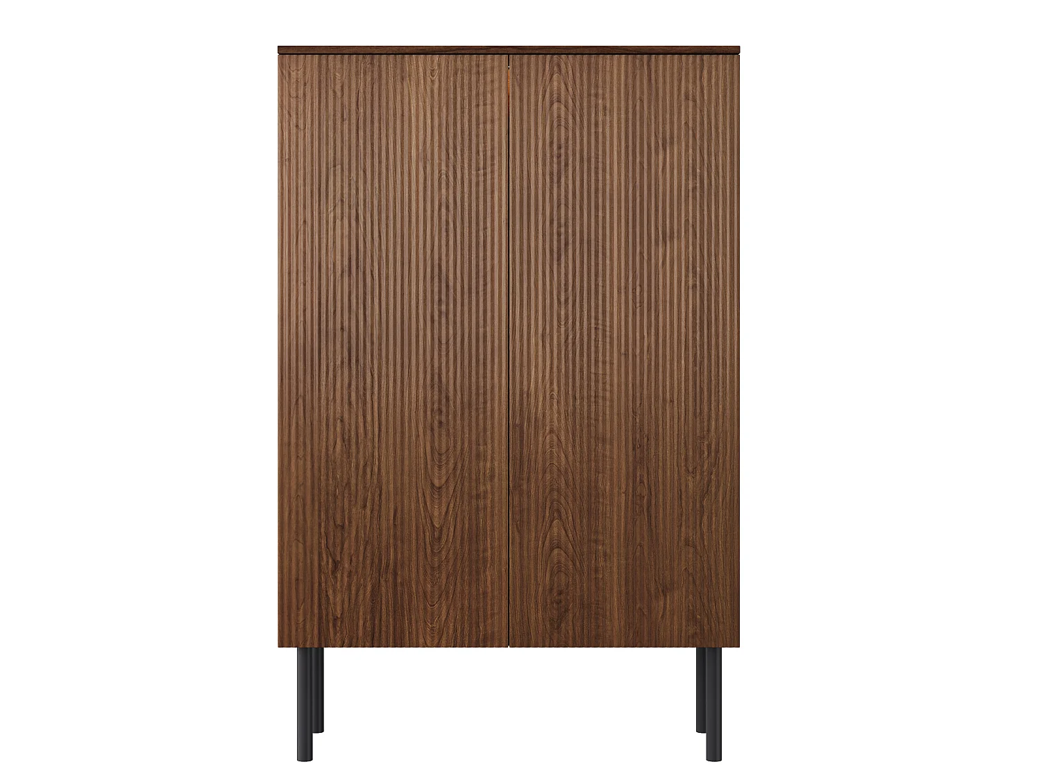 Display case 80x35x145 cm - LED lighting and mirror back - Glass shelves and grooved panels - Brown