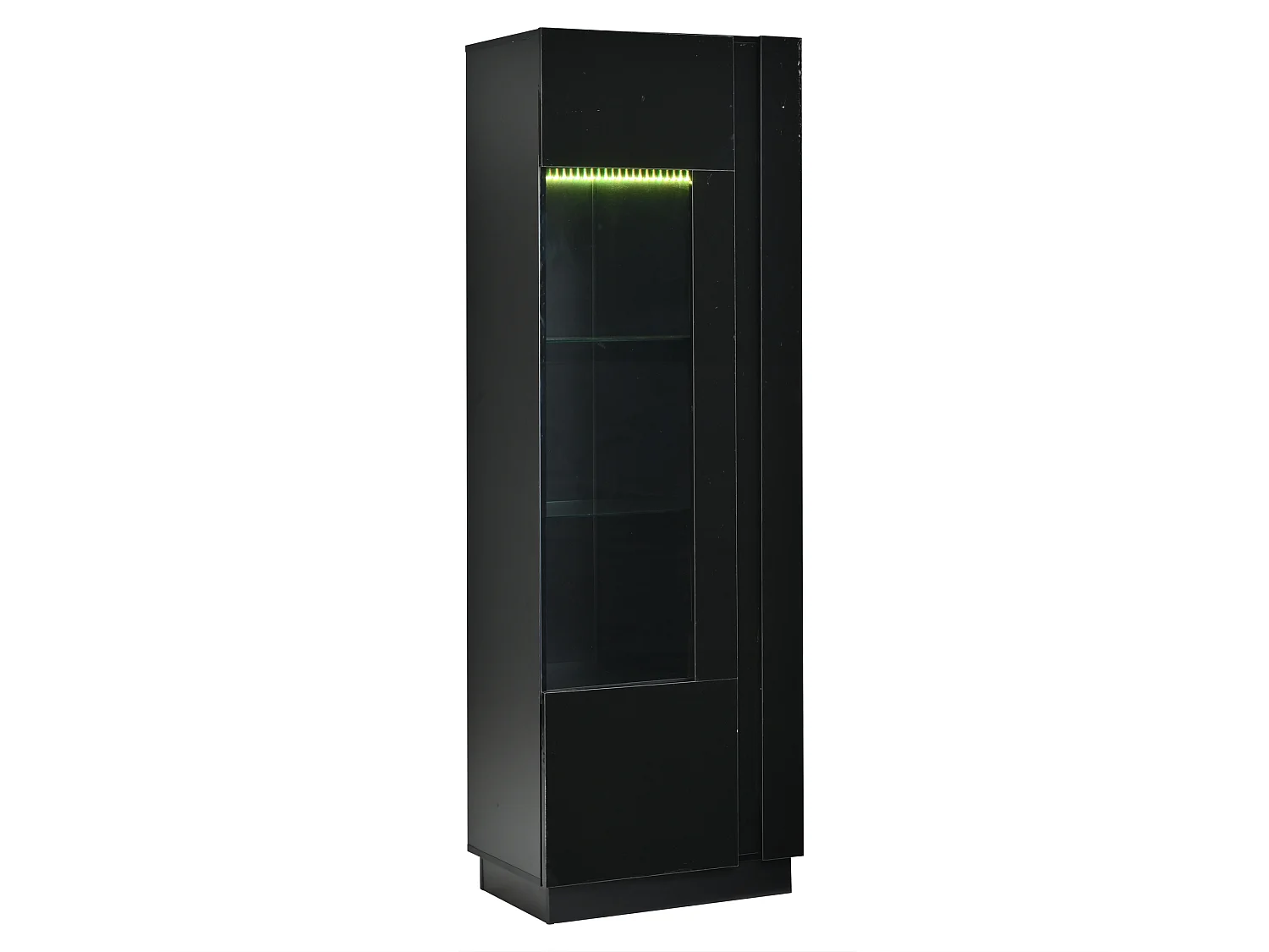 Vitrine em acrílico 60x40x180 cm - Com iluminação LED - Porta em acrílico e 3 prateleiras em vidro - Acabamento brilhante - Preto