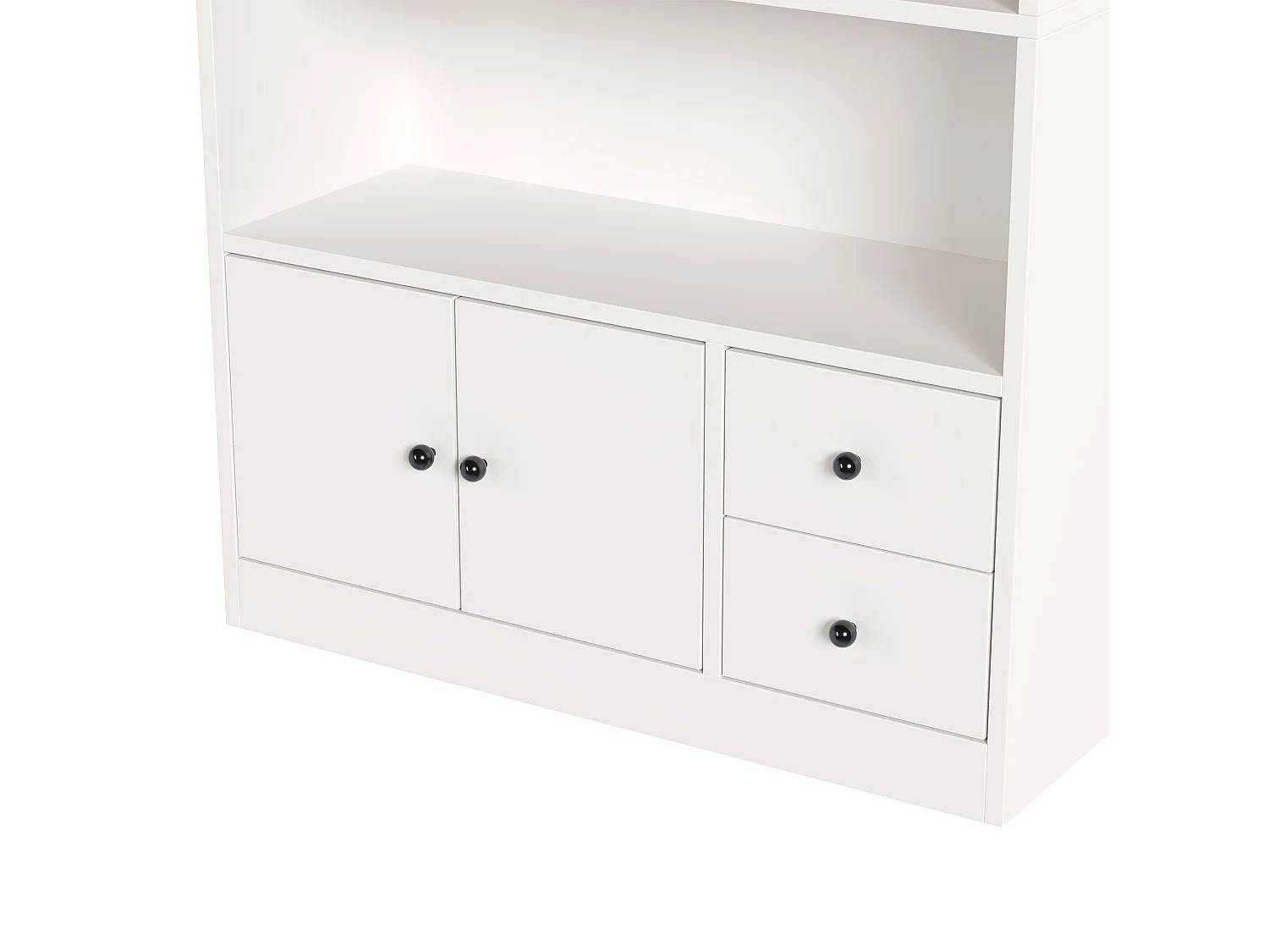 Vitrine en verre avec éclairage LED 80x30x180 cm - Avec 4 portes et 2 tiroirs - Verre trempé gris - MDF - Blanc