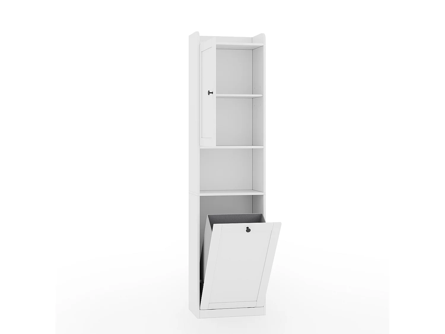Meuble de salle de bains au sol - Finition laquée - 2 portes et étagères réglables, portes à abattant - Blanc