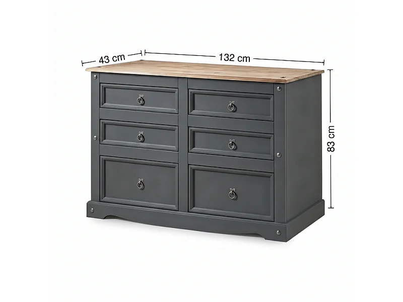 Corona Charcoal 3+3 Chest Of Drawers