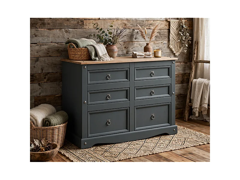 Corona Charcoal 3+3 Chest Of Drawers