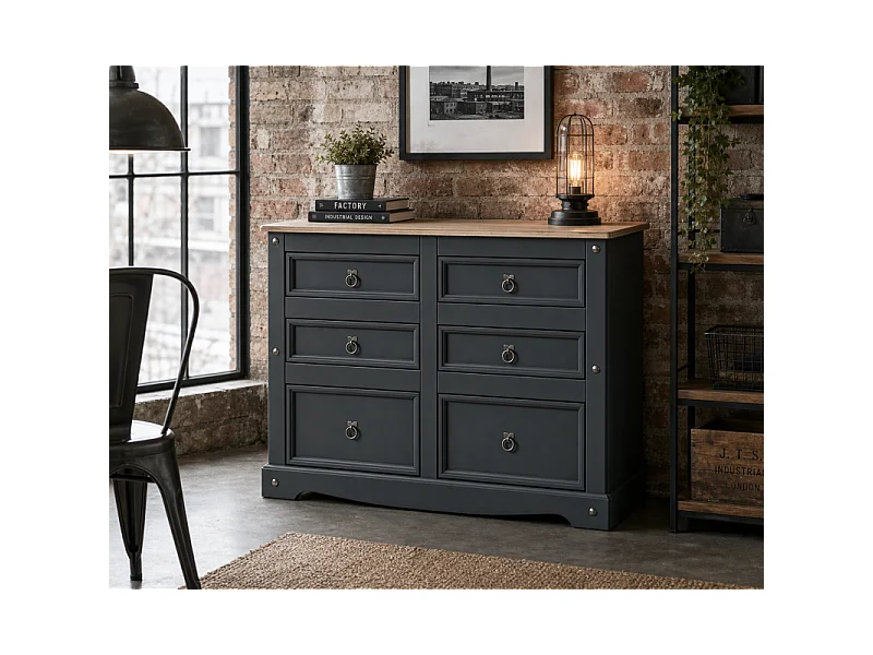 Corona Charcoal 3+3 Chest Of Drawers