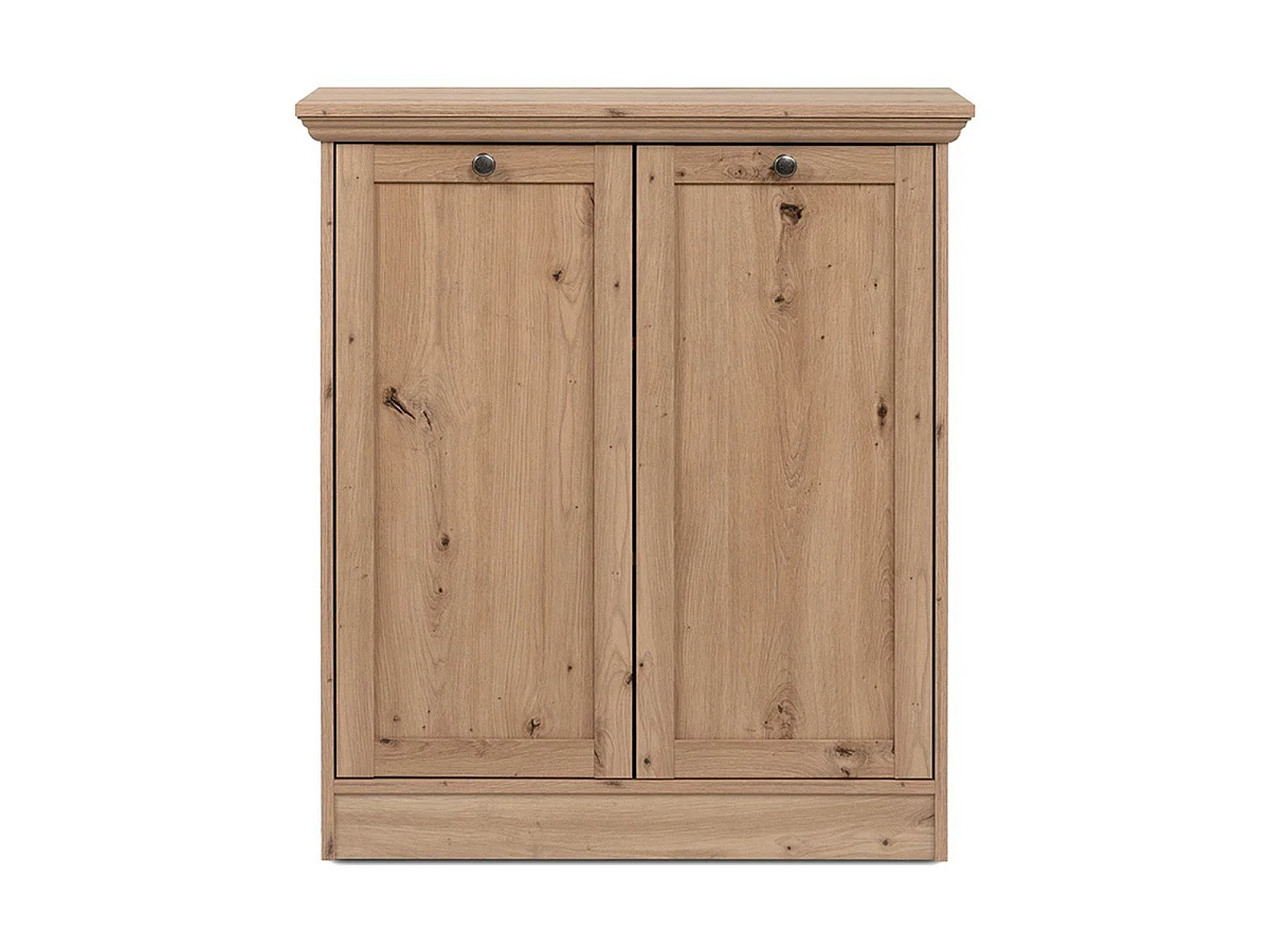 2-door, 2-shelf sideboard with metal knob handles, 80 cm wide - TIMBER