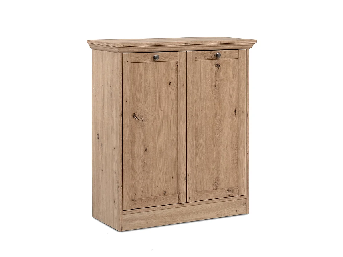 2-door, 2-shelf sideboard with metal knob handles, 80 cm wide - TIMBER
