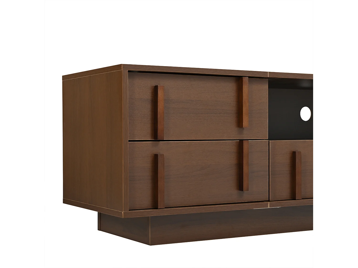 TV cabinet 180 x 40 x 45 cm - With 4 drawers, 1 door and 2 open shelves - Compatible with 75-inch TV - MDF - Brown