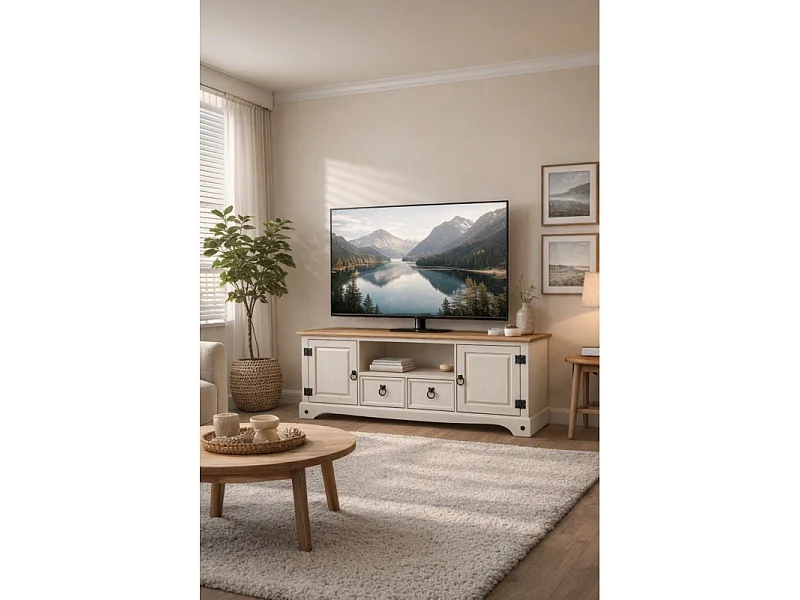 Corona White Wax Large Widescreen TV Unit