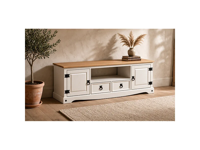 Corona White Wax Large Widescreen TV Unit