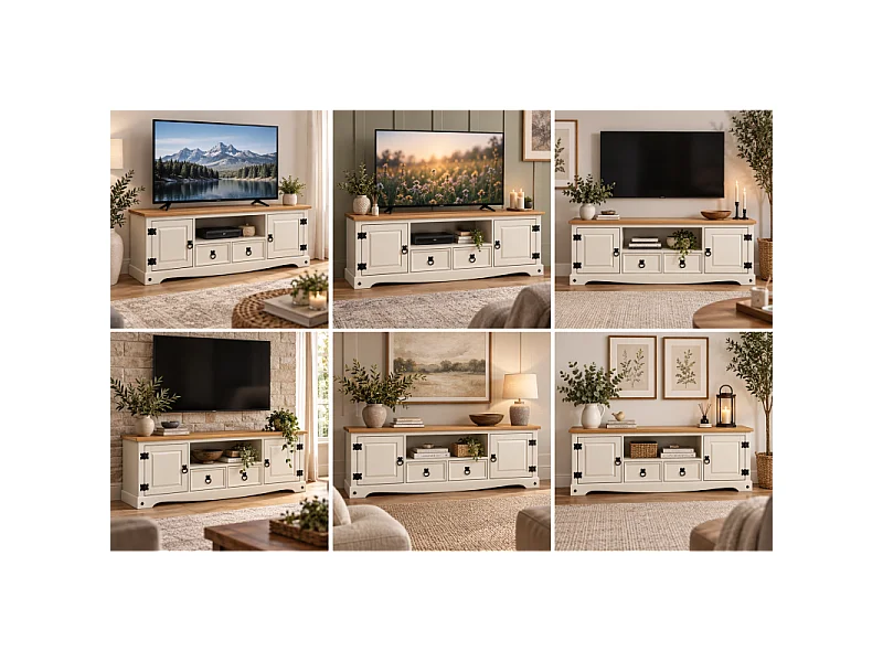 Corona White Wax Large Widescreen TV Unit