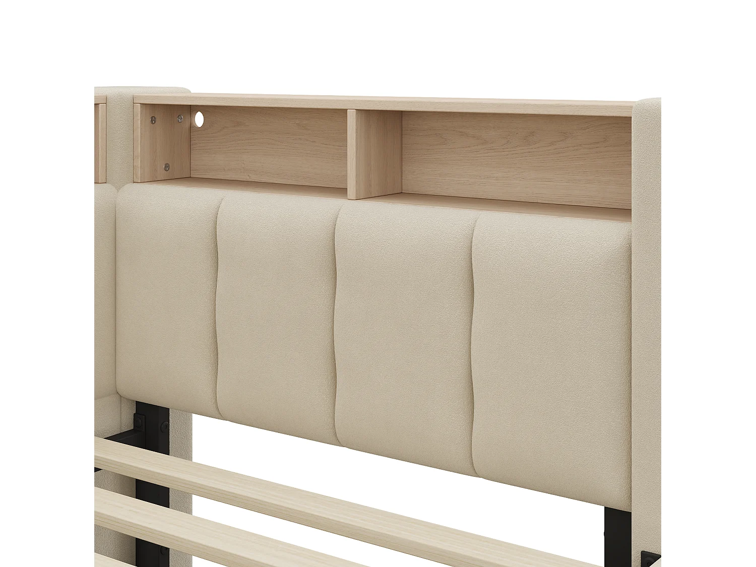 Sofa bed 90 x 200 cm / 180 x 200 cm – With pull-out bed – With LED lighting – Linen upholstery – beige (mattress not included)