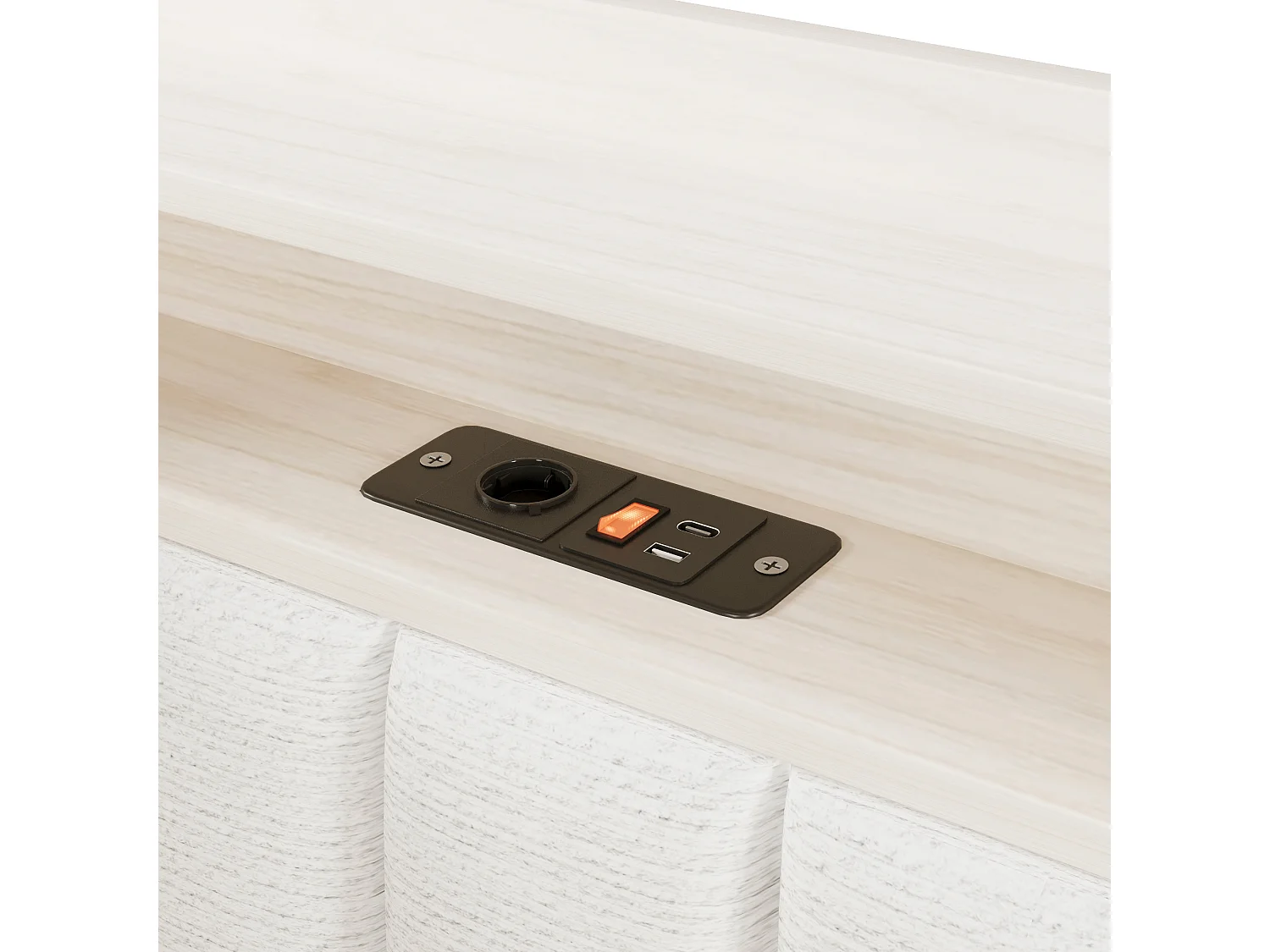 Sovesofa med opbevaringsrum 140 x 200 cm – med LED-belysning og USB-port – Velour – beige (madras ikke inkluderet)