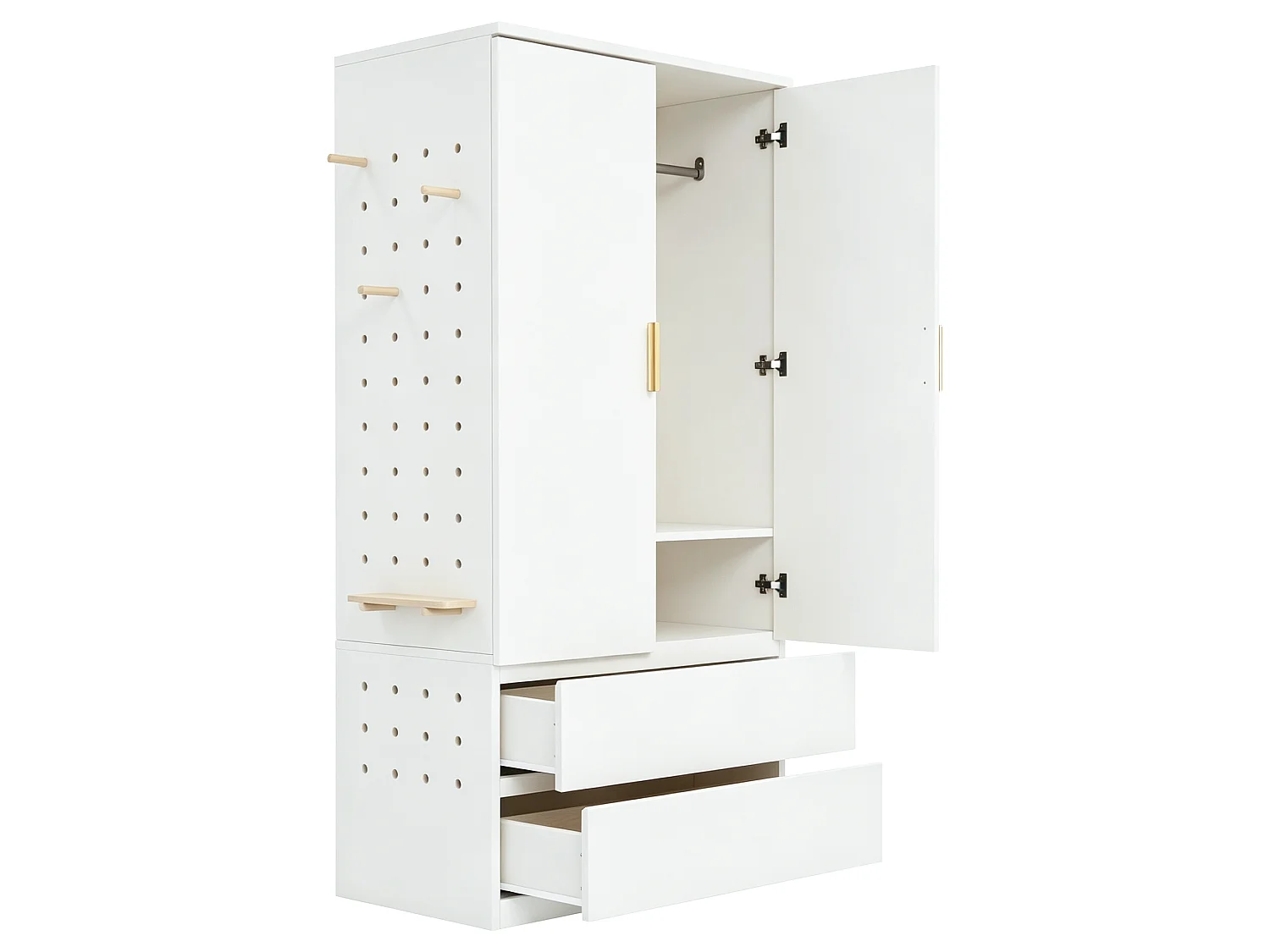 Wardrobe 70 x 50 x 170 cm - with 2 drawers - with 2 doors - white
