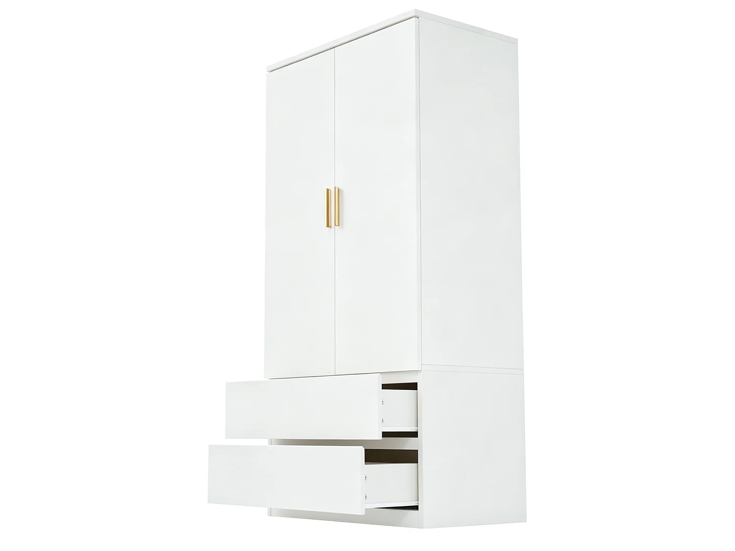 Wardrobe 70 x 50 x 170 cm - with 2 drawers - with 2 doors - white