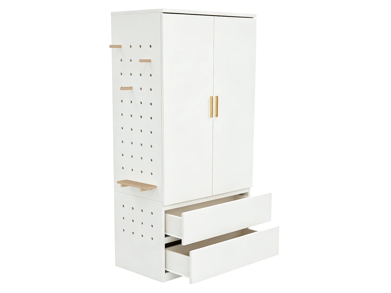 Wardrobe 70 x 50 x 170 cm - with 2 drawers - with 2 doors - white