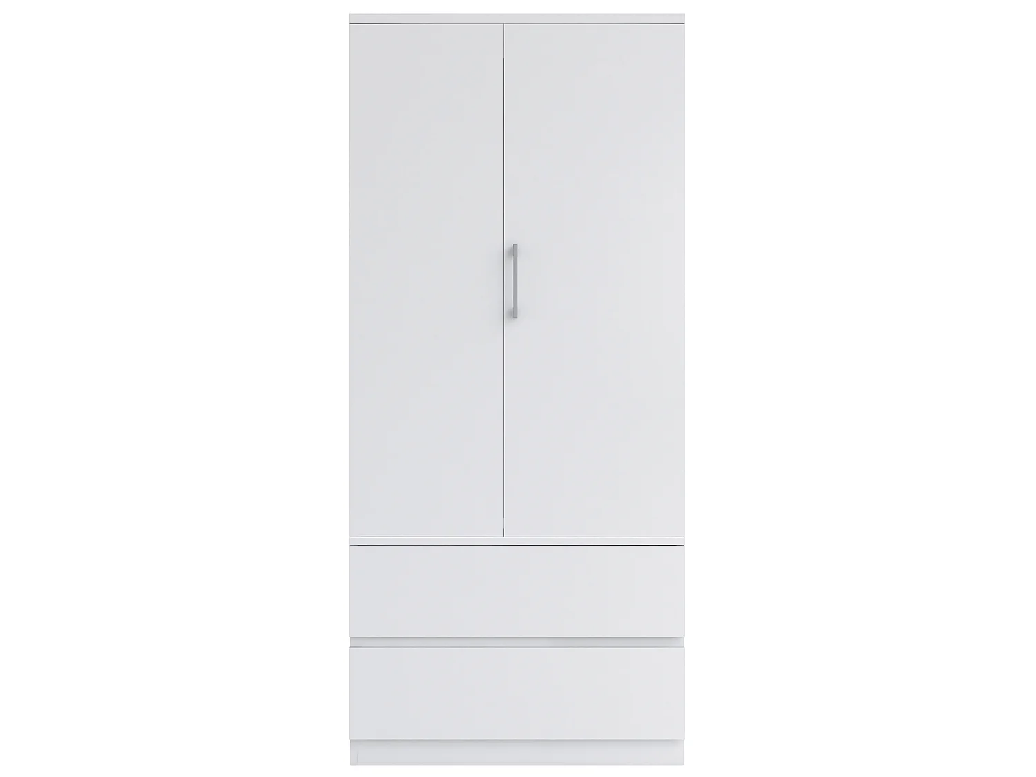 Wardrobe 70 × 50 × 175 cm – with 2 drawers – with open shelves – one-door wardrobe – white