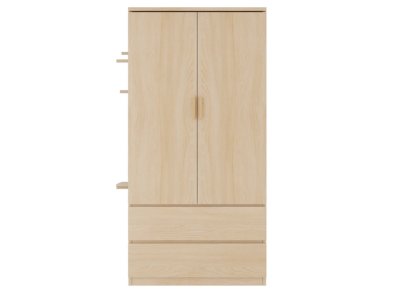 Wardrobe 70 x 50 x 170 cm - with 2 drawers - with 2 doors - natural
