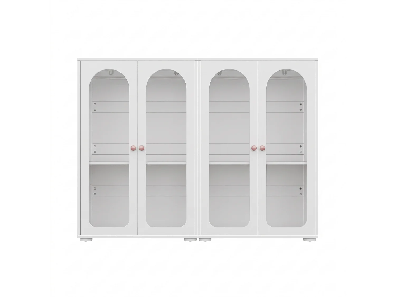 Kinderschrank 160x50x120 cm – Mit Kleiderstange – 4 Türen aus Acryl – Griffe aus Keramik – Lackierte Oberfläche – Weiß