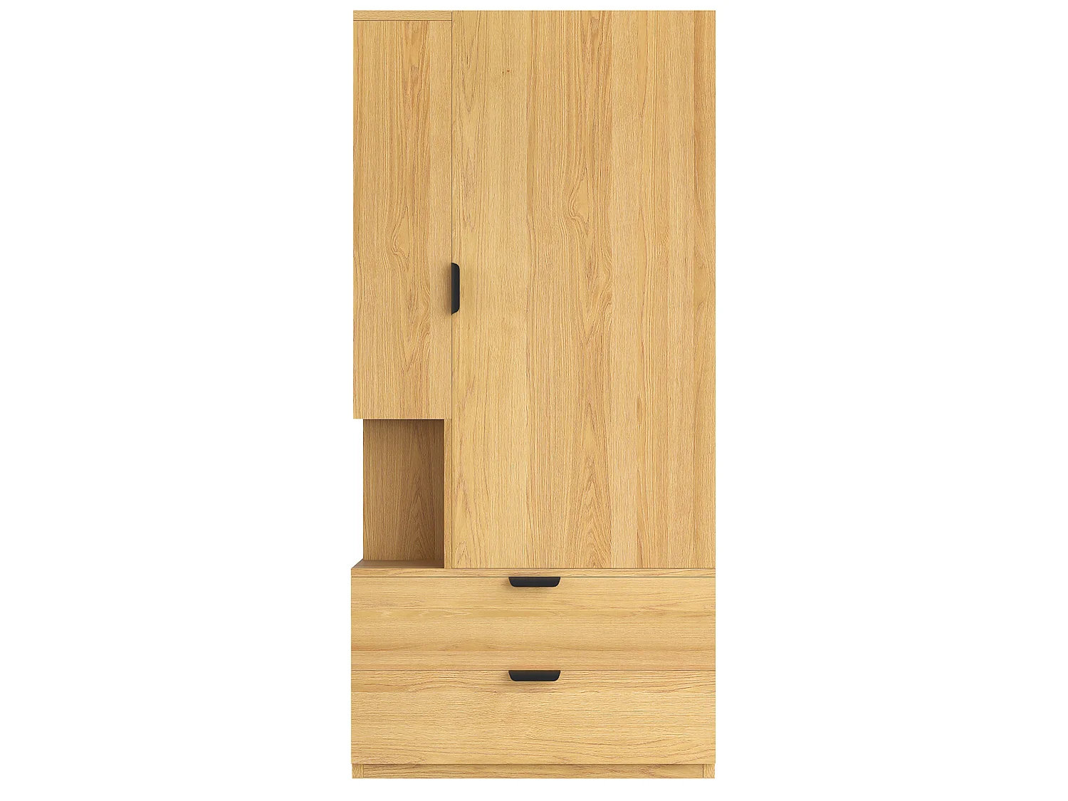 Armoire une porte 70 × 50 × 170 cm – avec 2 tiroirs – avec étagères réglables en hauteur – naturel