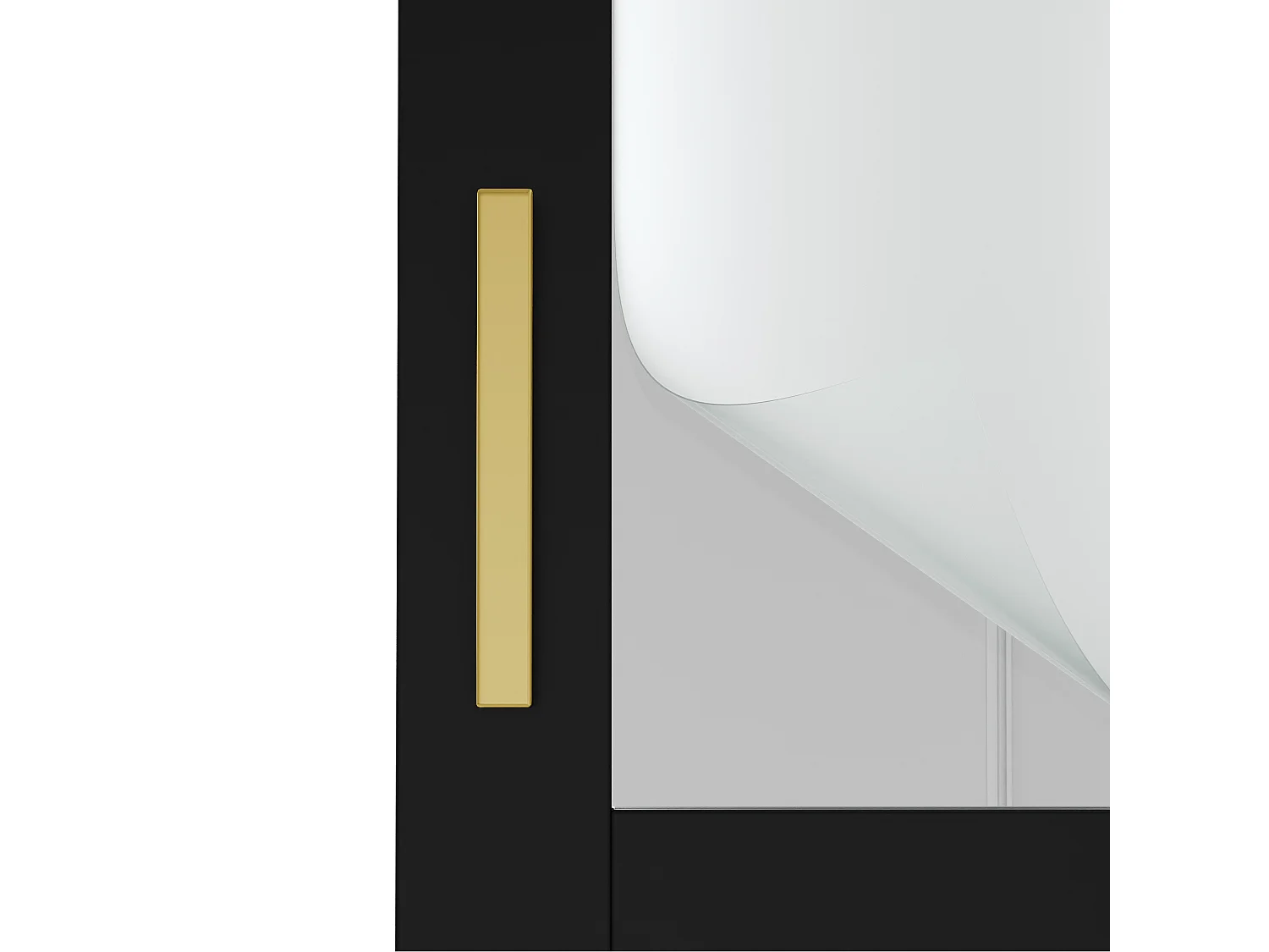 Vitrine cintré 60 x 30 x 165 cm - Bibliothèque à 5 niveaux - 4 portes en acrylique - Détails en rotin - MDF - Noir