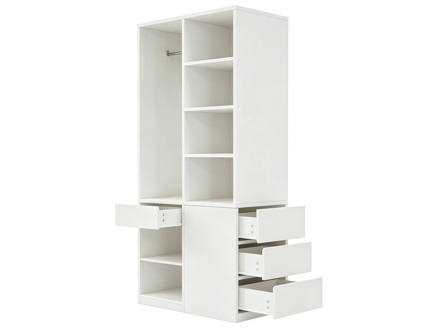 Wardrobe 70×50×170 cm - with 4 drawers - with multi-level shelves - White