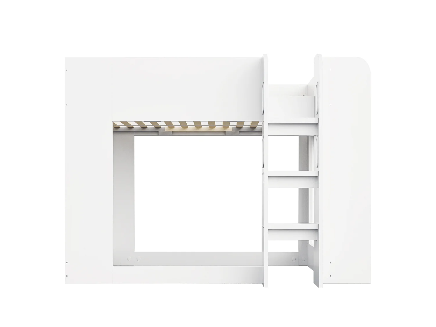 Lit superposé enfant 90x200 cm - avec barrières de sécurité - avec échelle - avec compartiments de rangement - blanc (matelas non inclus)