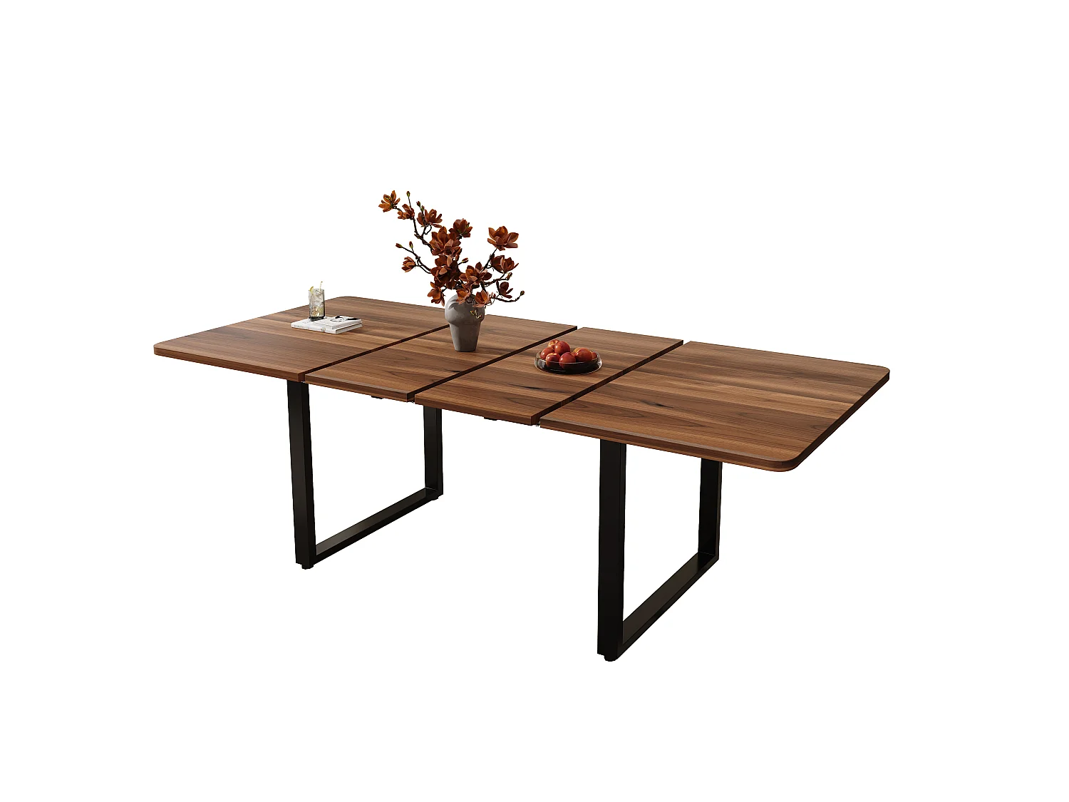 Table à manger extensible 140/180/220x80 cm - idéale pour 6 à 10 personnes - pieds en métal - Style moderne - Marron