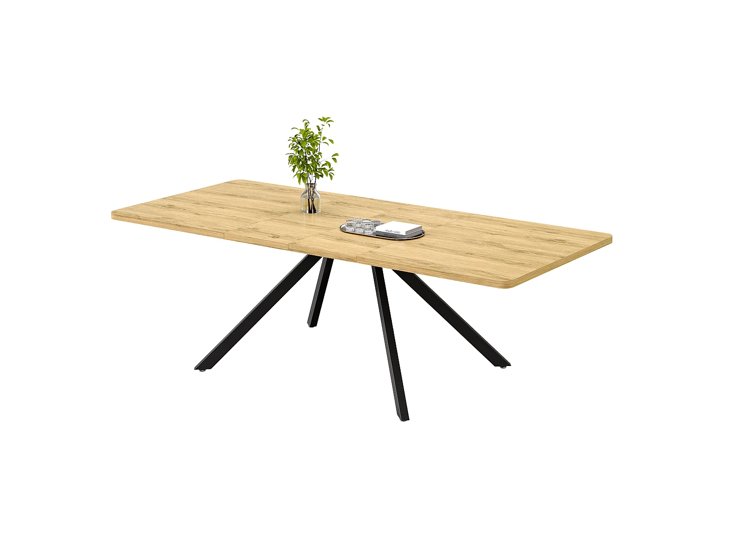 Table à manger extensible 160/200/240x90 cm - idéale pour 6 à 10 personnes - pieds en métal - style sobre - Naturel