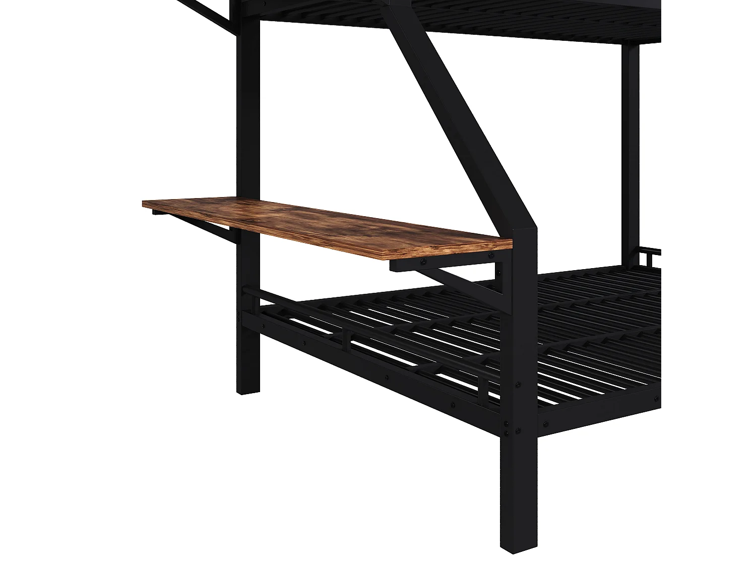 Lit superposé 90 x 200 cm + 140 x 200 cm – avec bureau - avec barrières de sécurité et échelle – noir (matelas non inclus)