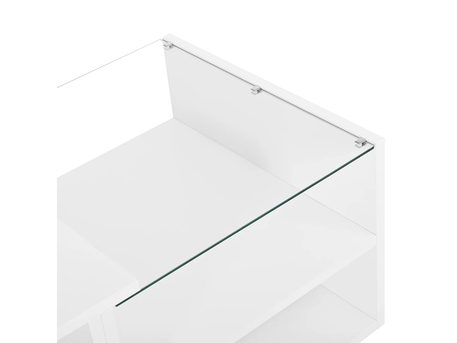 Multi-level coffee table 100x50x38 cm - Glossy glass and lacquered finish - LED lighting - Particle board - White