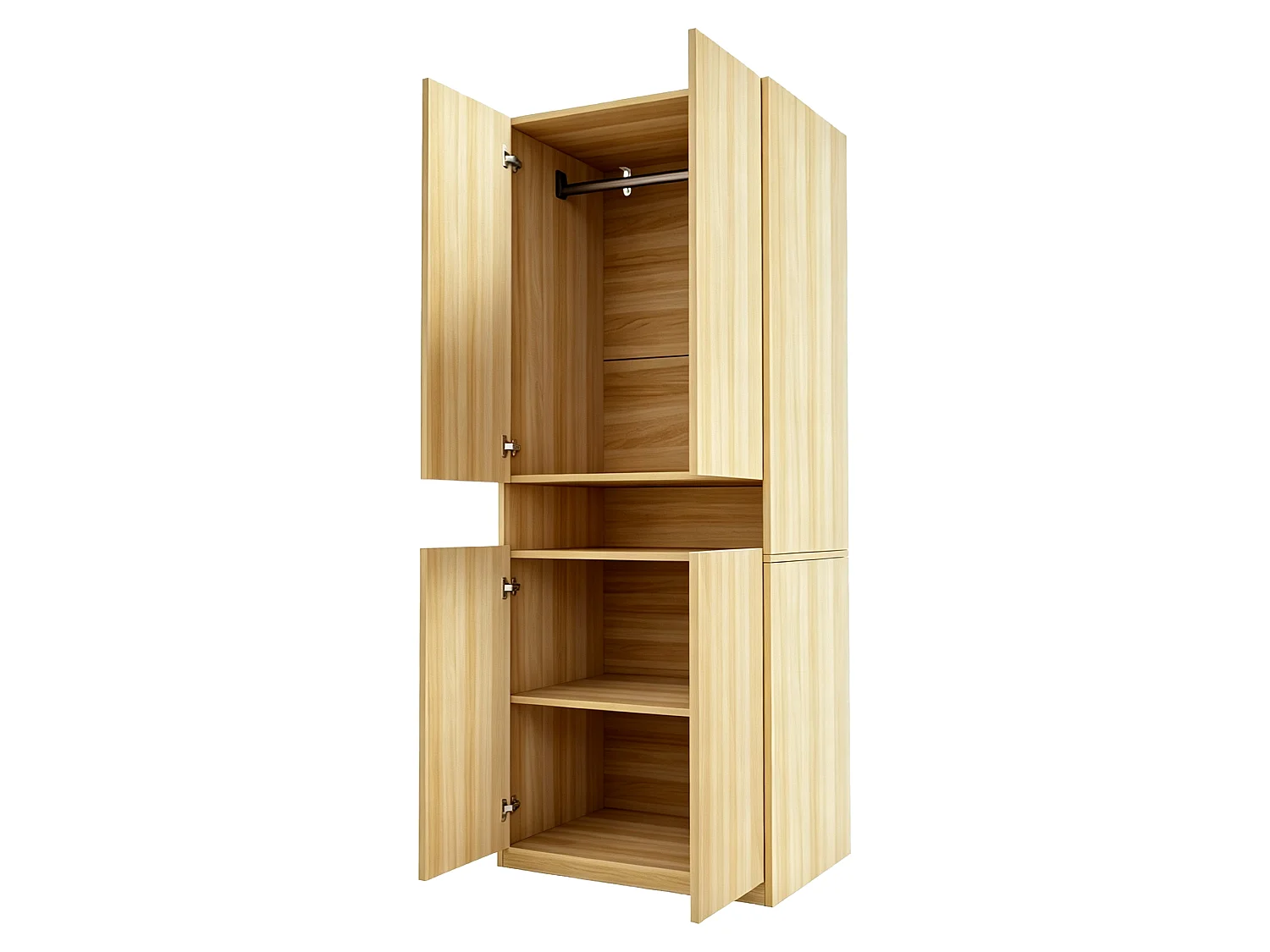 Wardrobe 70 × 55 × 180 cm - with illuminated compartment - with LED lighting - natural