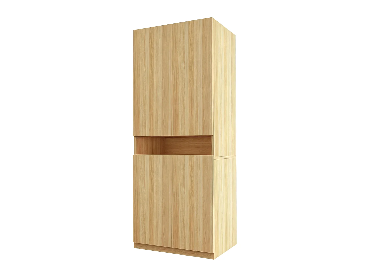 Wardrobe 70 × 55 × 180 cm - with illuminated compartment - with LED lighting - natural