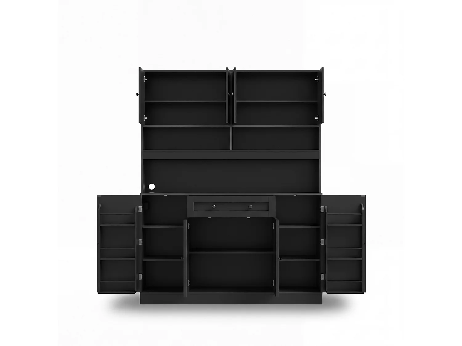 Buffet da cucina 140x40x185cm - con 8 ante e 1 cassetto - con ripiani regolabili - con presa di corrente - Nero