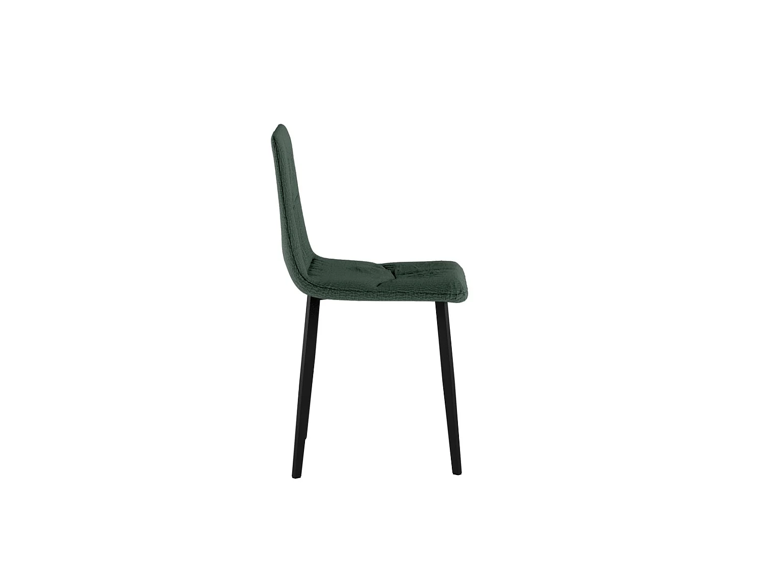 Cadeira Ariel em tecido verde Easy-Clean com estrutura de metal preto - Cadeira de jantar com design contemporâneo e elegante.