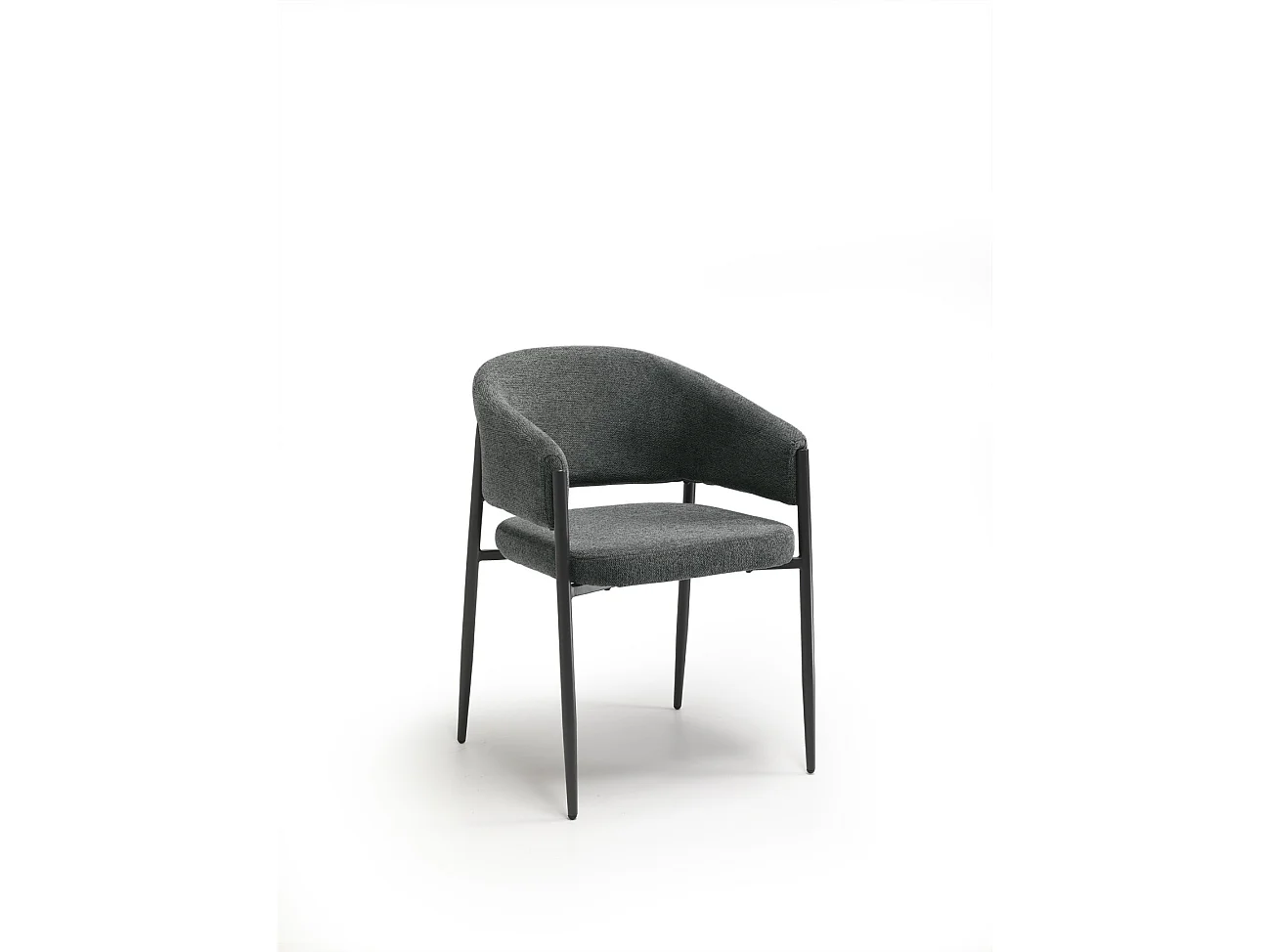 Cadeira de interior Maya com apoios de braços, estrutura metálica antracite e assento em tecido Easy-Clean cinza escuro - Design elegante