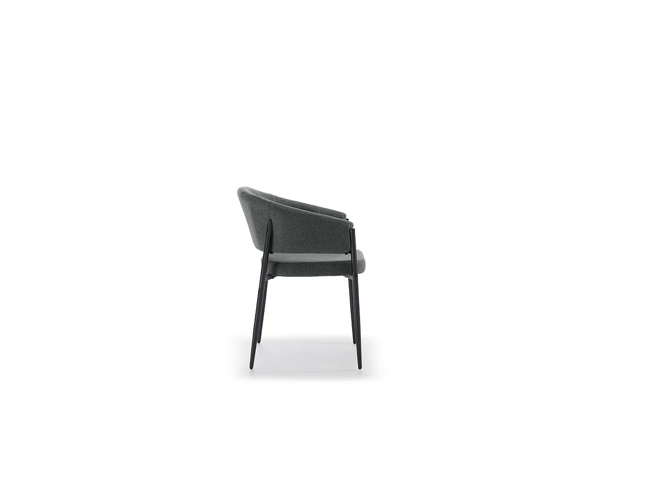 Cadeira de interior Maya com apoios de braços, estrutura metálica antracite e assento em tecido Easy-Clean cinza escuro - Design elegante