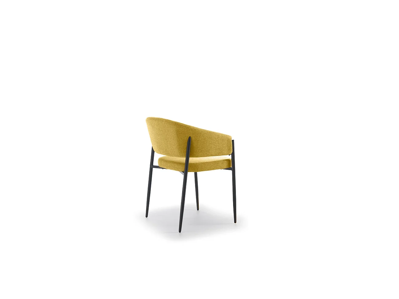 Table ronde fixe Henry 130 cm, plateau en placage chêne traité thermiquement et pieds en métal noir, style raffiné - Henry