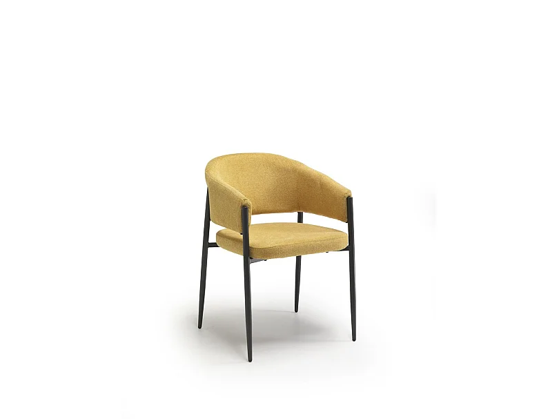 Table ronde fixe Henry 130 cm, plateau en placage chêne traité thermiquement et pieds en métal noir, style raffiné - Henry
