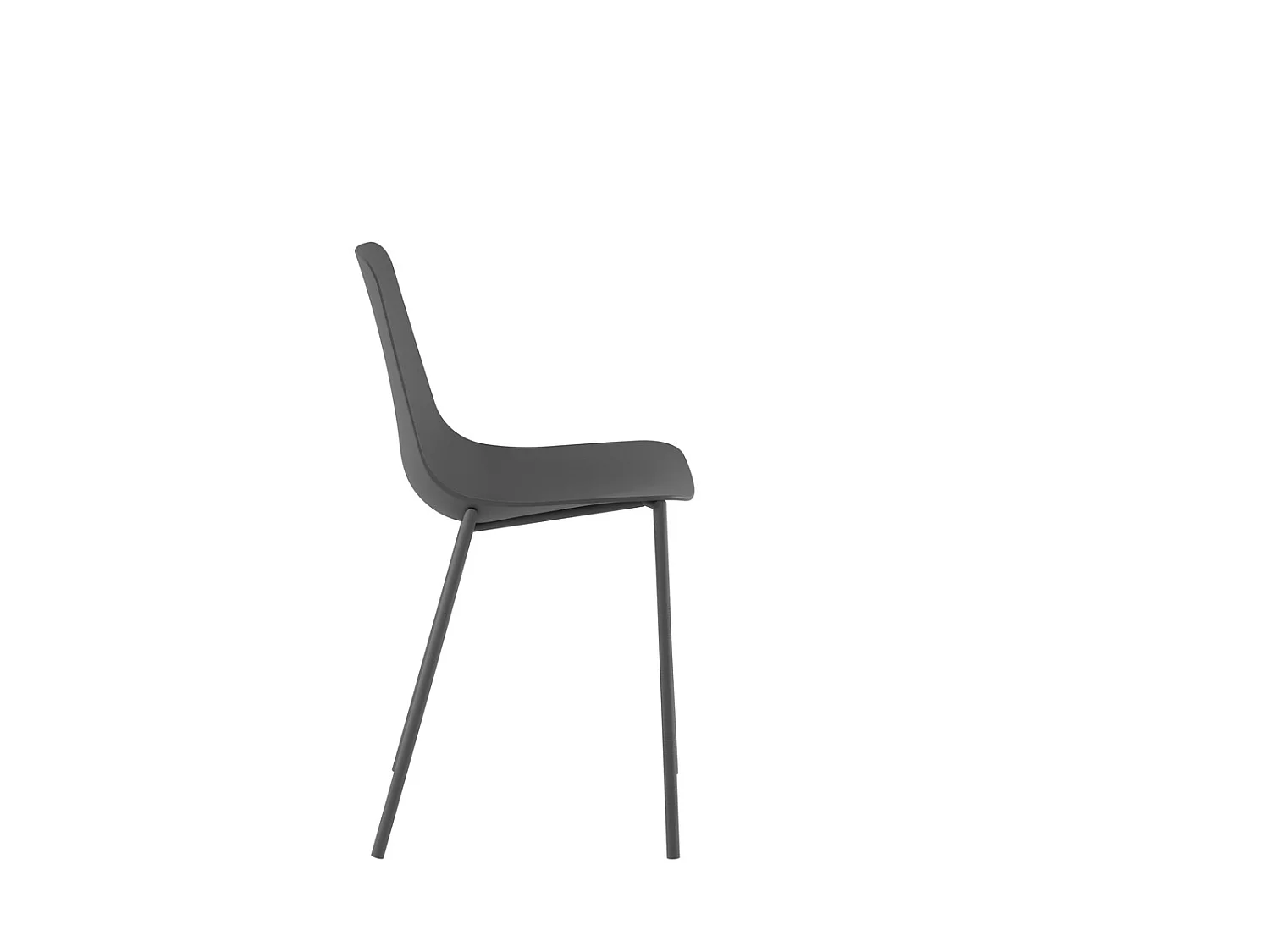 Cadeira Frida, design moderno em polipropileno com pés de metal - Assento ergonômico para móveis de escritório doméstico - Cinza escuro