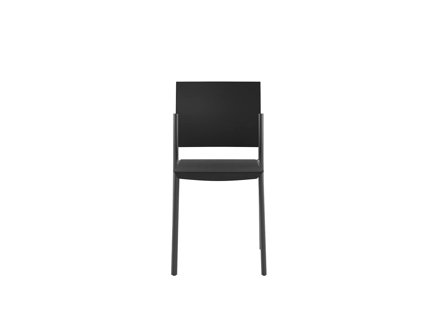 Cadeira Venus com design moderno em polipropileno preto com estrutura metálica, empilhável e resistente para uso interno - Om/405/NE