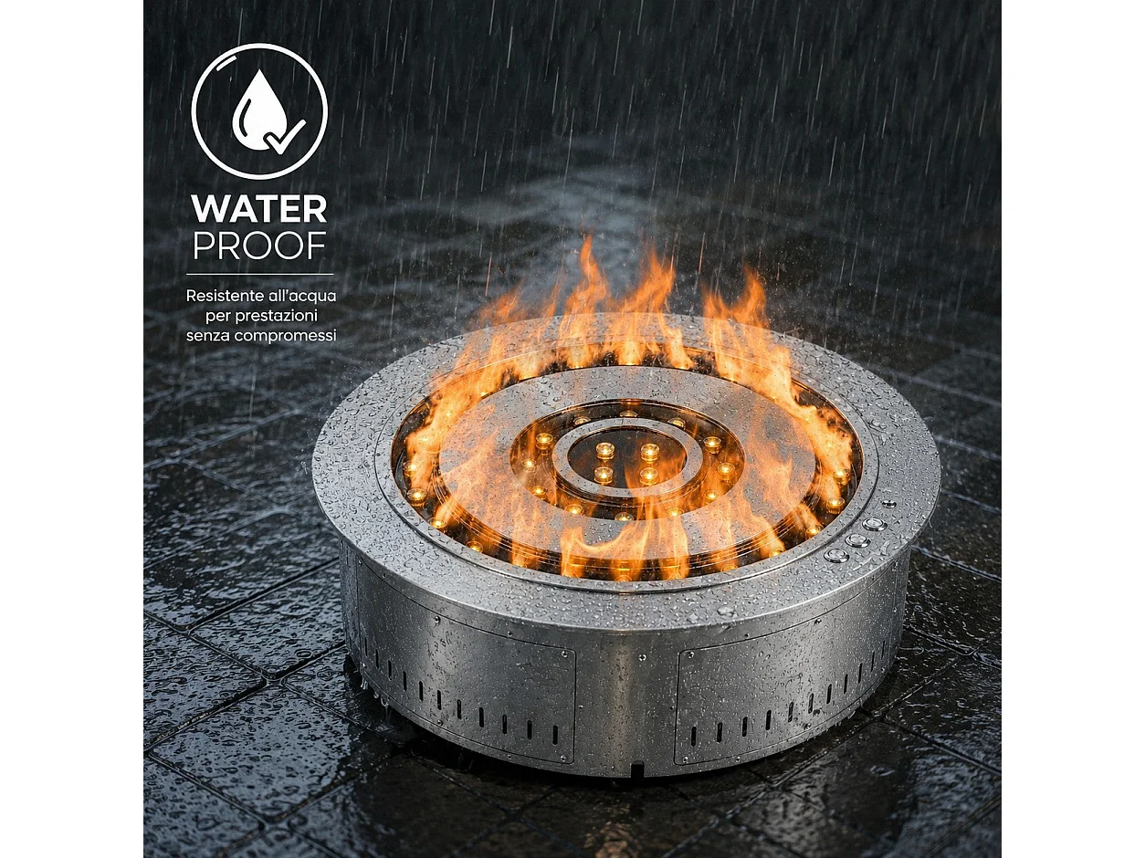 3D elektrische haard met waterdamp, ronde inbouwbrander, inbouw, D.35, ROUND3D350