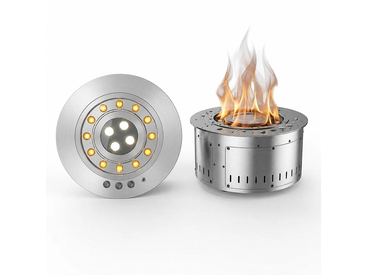 3D elektrische haard met waterdamp, ronde inbouwbrander, inbouw, D.35, ROUND3D350
