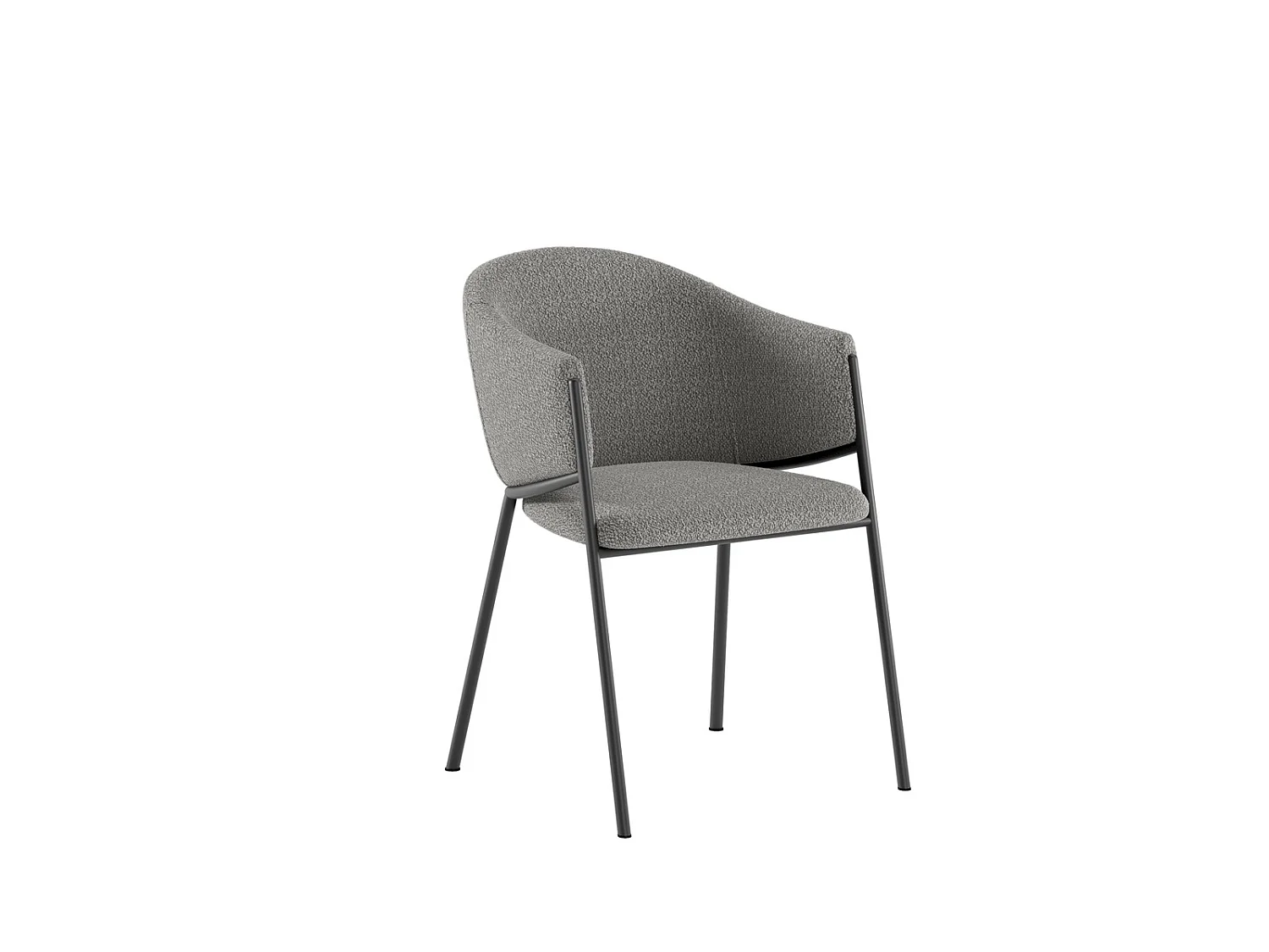Medea stoel in gemakkelijk te reinigen grijze stof met antracietkleurig metalen frame, een moderne designstoel - Medea