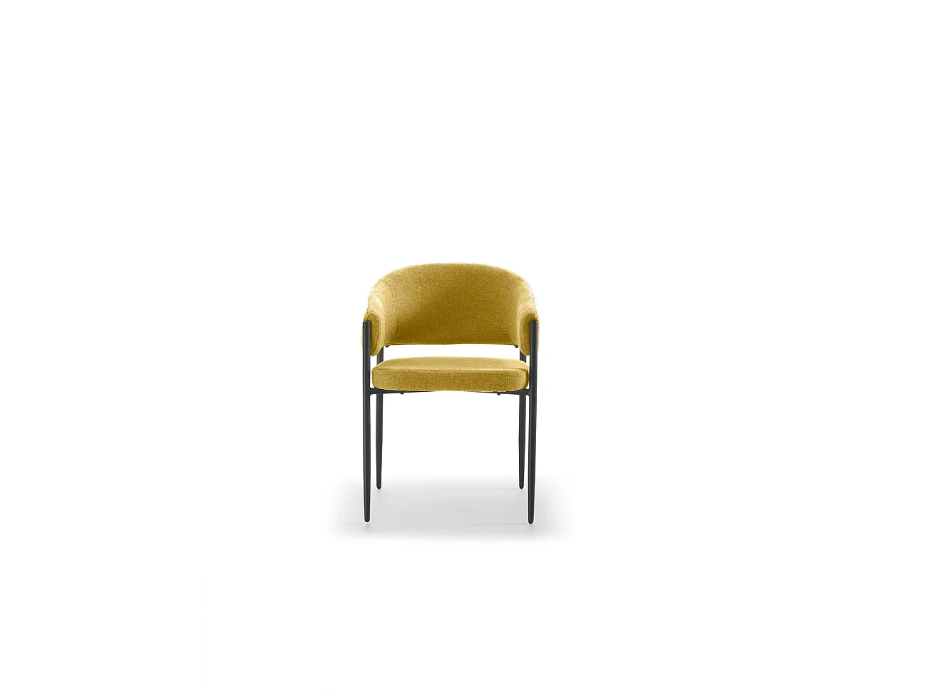 Cadeira de interior Maya com apoios de braços, estrutura metálica antracite e assento em tecido Easy-Clean cinza claro - Design elegante