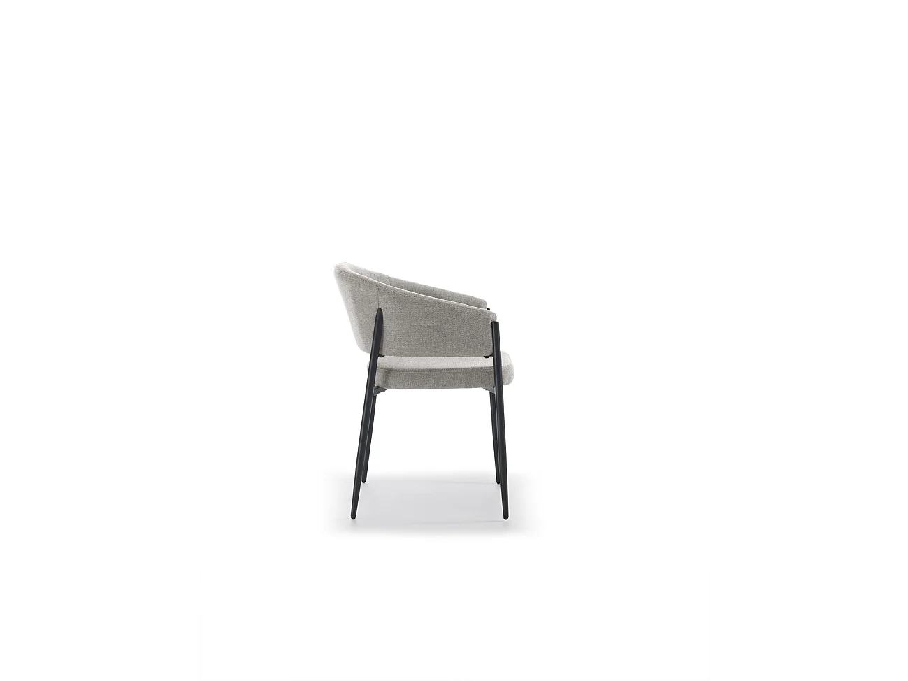 Cadeira de interior Maya com apoios de braços, estrutura metálica antracite e assento em tecido Easy-Clean cinza claro - Design elegante
