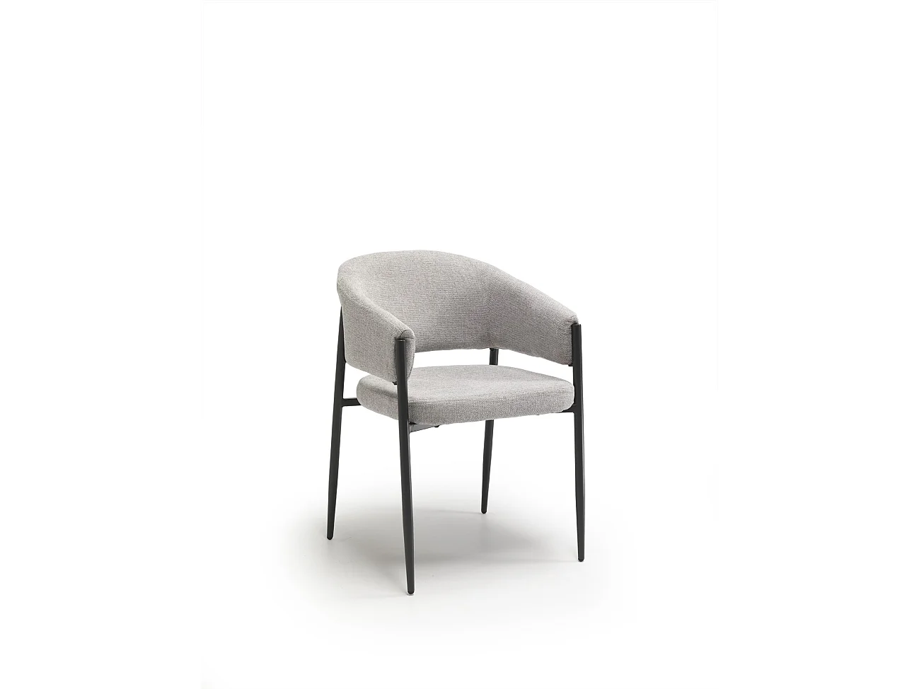 Cadeira de interior Maya com apoios de braços, estrutura metálica antracite e assento em tecido Easy-Clean cinza claro - Design elegante